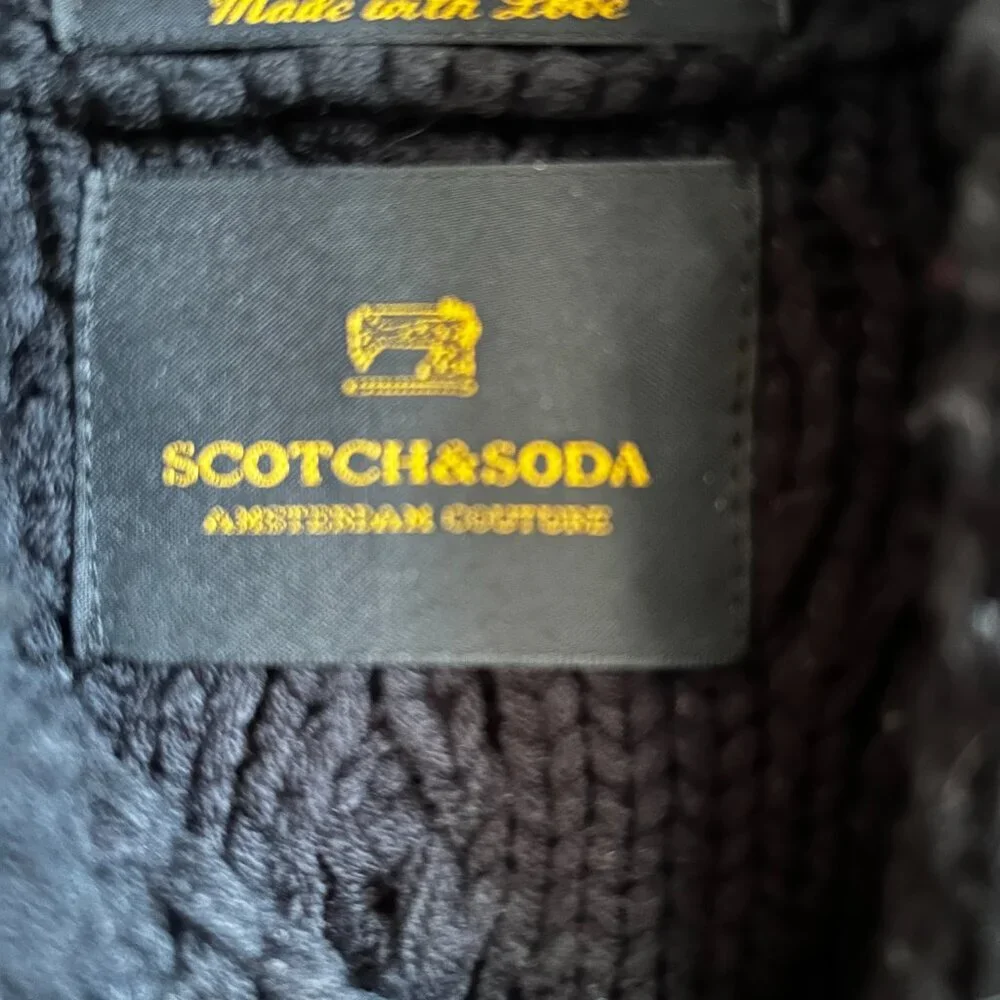 *Super Comfy* Scotch & Soda Shawl-Collar Chunky Cable-Knit Sweater (Black, S) - Picture 4 of 4